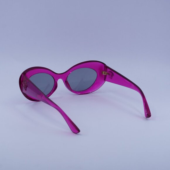 Versace VE4456U 533487 Sunglasses Pink Transparent Oval Frame, Grey Lenses - Picture 6 of 12
